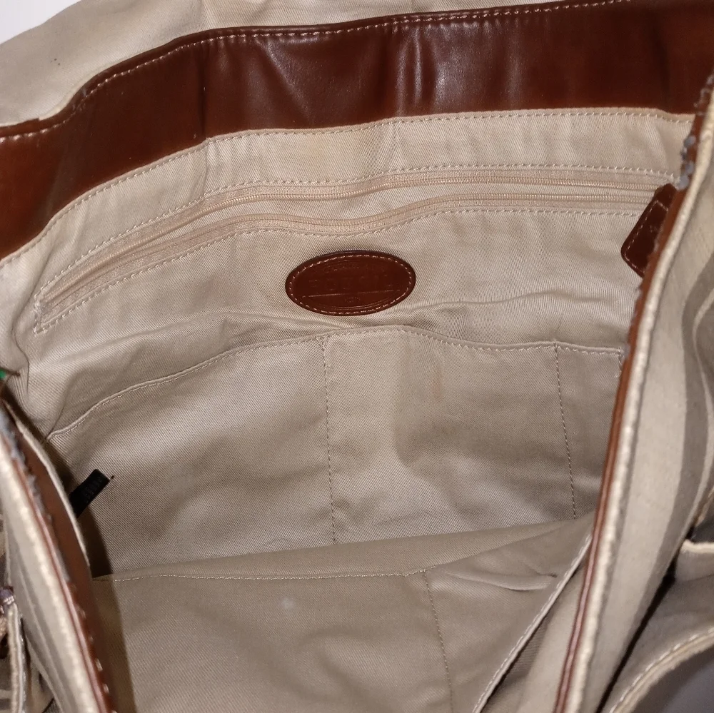 Vintage Fossil Striped Crossbody Briefcase/Satchel/Travel Bag w Pockets
